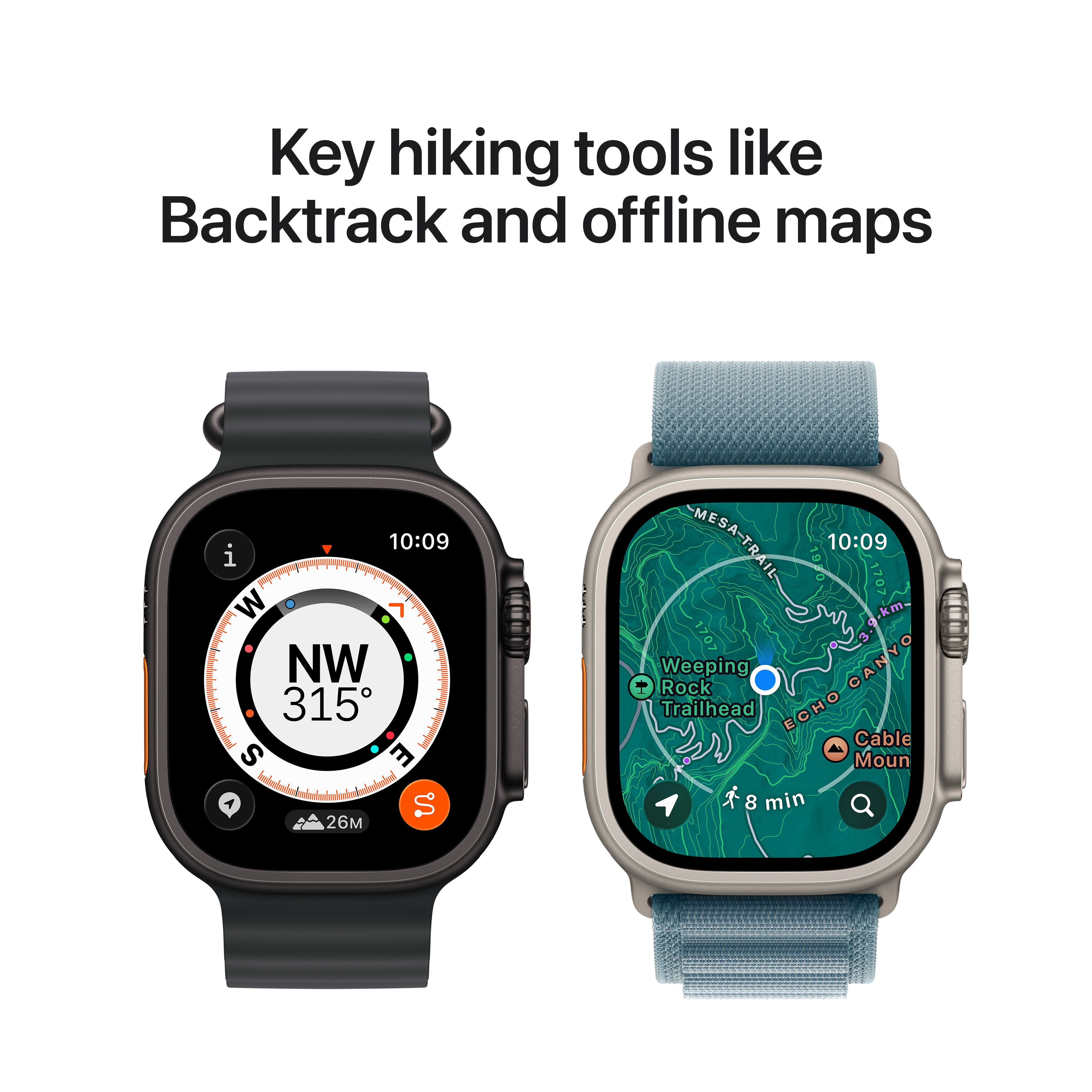 Apple Watch Ultra 3 GPS + Cellular 49mm Natural Titanium Case with Bright Blue Trail Loop - S/M