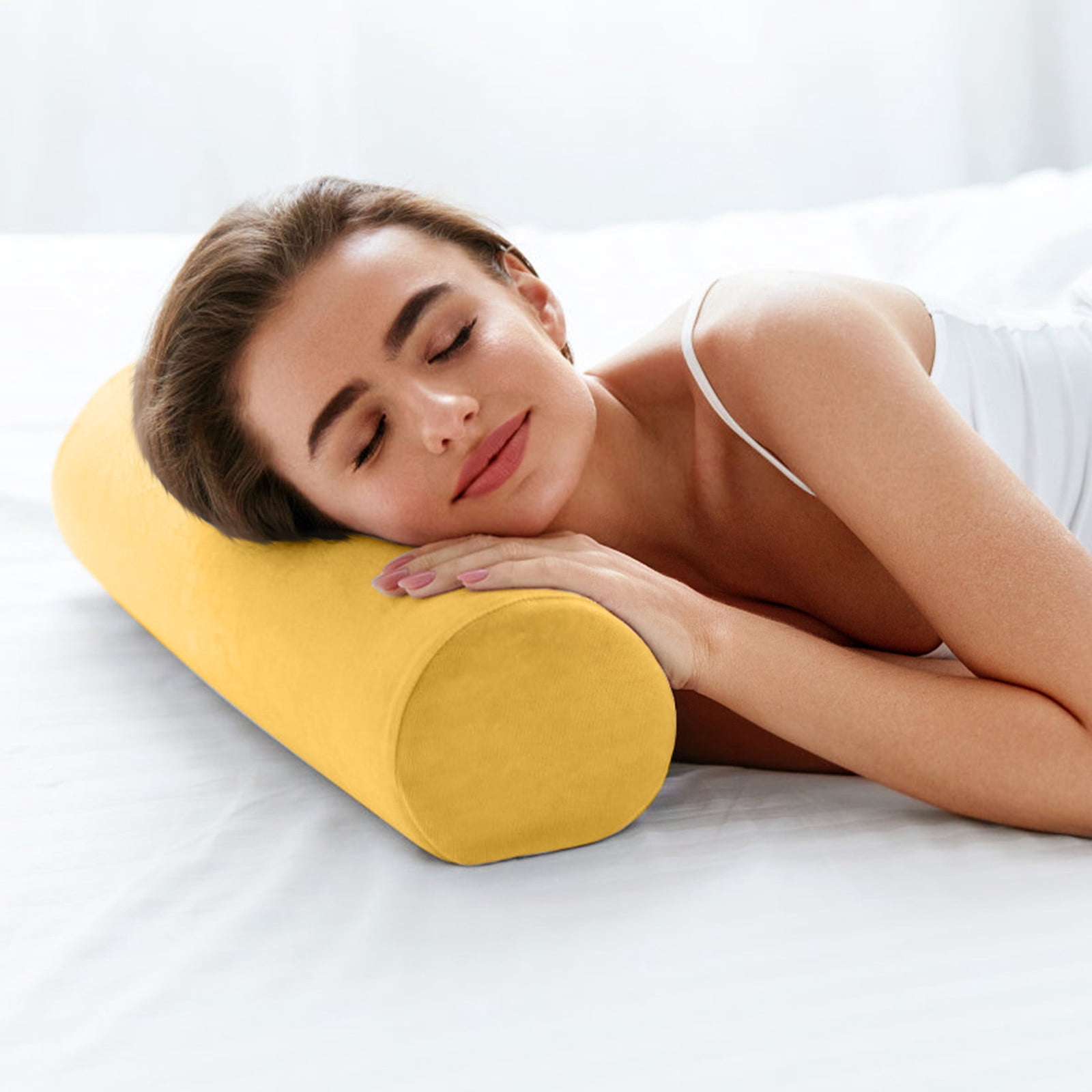 Oreiller Cylindrique Rond en Rouleau Cervical, Oreiller Cylindrique en Mousse Mémoire pour Genou/jambe/cou, Oreiller Cylindrique Rond en Rouleau, Oreiller Lombaire Cylindrique, Oreiller d'Appui-tête de Sofa Coussin pour Jambes Sommeil Soutien de Bureau
