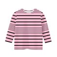 thumbnail image 2 of ShomPort Boys Girls T-Shirts 3/4 Sleeve Stripe Pattern Round Collared Lightweight Undershirt Cozy Soft Pullover Basic Layer Tees Tops, 2 of 4