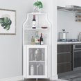 thumbnail image 1 of Armoire de Bar d'Angle, Armoire à Vin Moderne avec Tablettes de Rangement et Porte en Treillis, Armoire de Rangement pour Alcools de Bar à Domicile avec Support en Verre pour Salon, Salle à Manger, 1 of 7