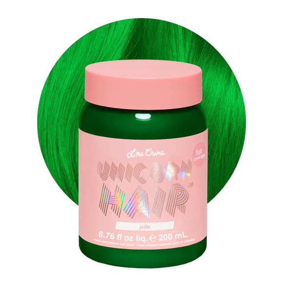 Lime Crime Unicorn Hair Dye Full Coverage Jello (Tropical Green) - Vegan and Cruelty Free Semi-Permanent Hair Color Conditions & Moisturizes - Temporary Green Hair Dye With Sugary Citrus Vanilla
