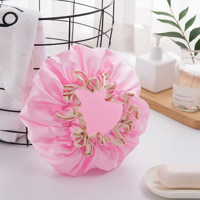 Uscallm Bonnet de Douche pour Femmes, Lot de 2, Double Couche, Bonnet de Shampoing Imperméable, Protection des Cheveux Épaissie, Résistant à l'Huile, Bonnets de Bain Réutilisables pour la Douche et la Natation