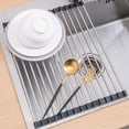 thumbnail image 2 of Dish Drying Rack 14.5" x 11.4", Over Sink Roll Up Large Dish Drainers Rack, Multipurpose Foldable Kitchen Sink Rack Mat Stainless Steel with Silicone Rims for Dishes, Cups, Fruits Vegetables, 2 of 7