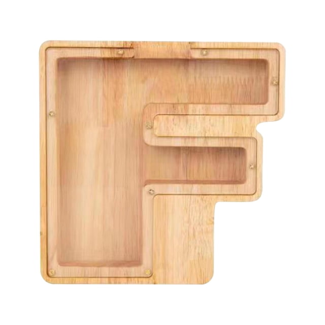 Birdeem Personalized Wooden Name Money Box Wooden Deposit Box Twenty Six English Letters