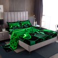 thumbnail image 1 of Erosebridal Game Player King Sheet Sets, Green Gamepad Bedding King Size, Checkered Abstract Decor, 1 of 7