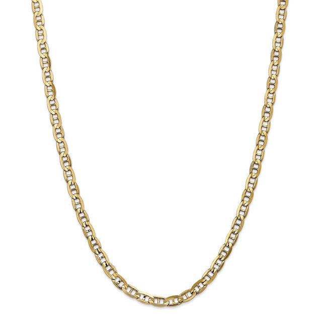 14k Yellow Gold 20 Inch 5.25mm Concave Anchor Chain Necklace Pendant Charm