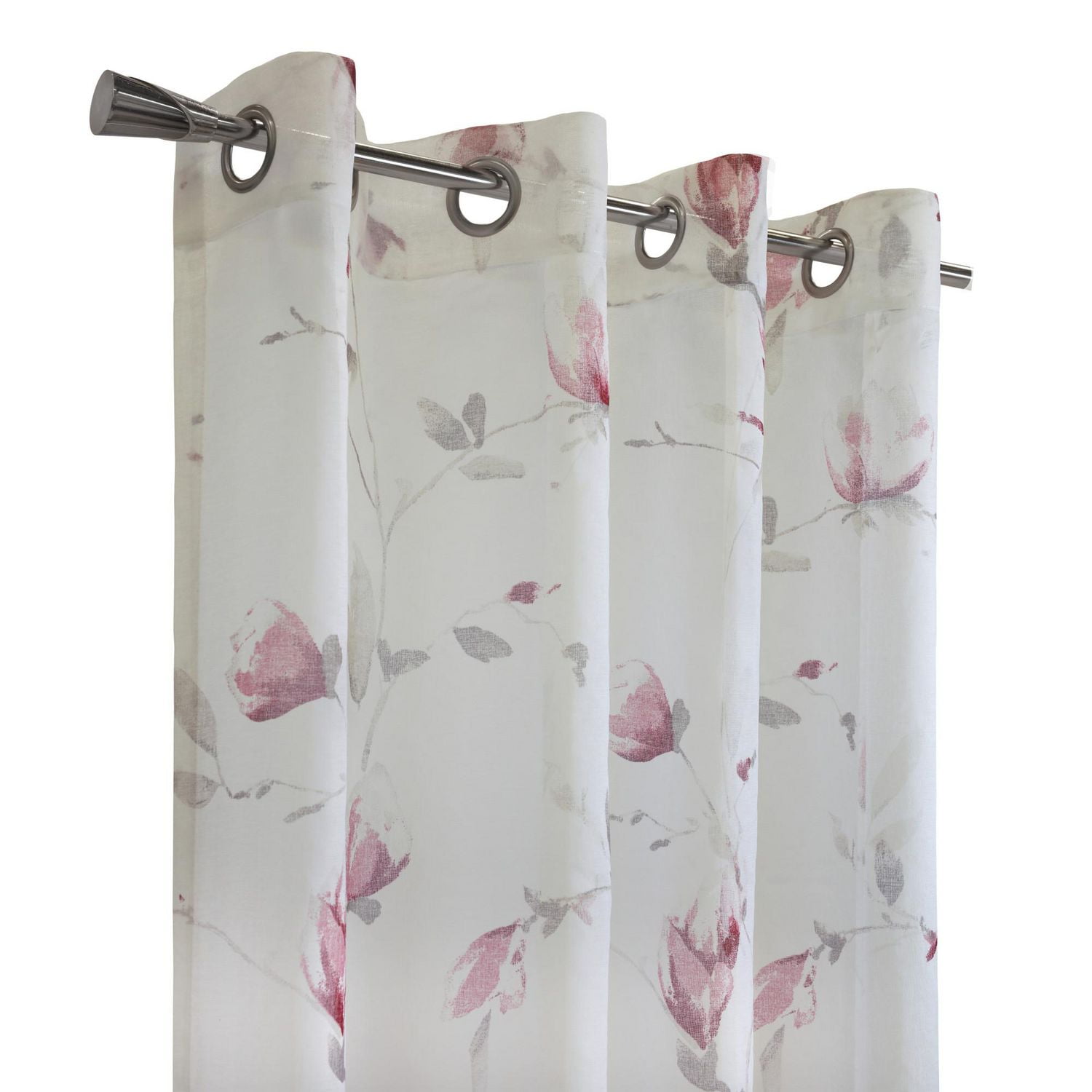Loft Living Synergy, panneau de rideau à oeillets faux lin diaphane imprimé floral 52" x 63", corail