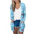 thumbnail image 1 of Pompotops Chemisier Décontracté à Manches Longues Imprimé pour Femmes avec Poche Cardigan Liquidation, 1 of 5