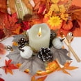 thumbnail image 4 of SLYNSHome Halloween Fall Candle Rings Mini Wreaths Maple Leaf Pumpkin Candle Holder for Thanksgiving Halloween Table Fall Decor Centerpieces, 4 of 7