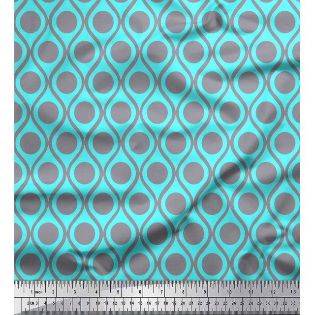 Soimoi Poly Georgette Fabric Dot & Ogee Damask Print Fabric by Yard 52 Inch Wide