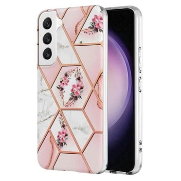 Supershield Samsung Galaxy S23 Étui Marbre Motif Floral Protecteur Fleurs Souples Étui de Téléphone - Rose