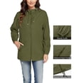 thumbnail image 2 of WRKEKC Manteau Coupe-Vent Imperméable à Capuche pour Femme Léger à Manches Longues avec Poches pour Randonnée Randonnée Automne Printemps Manteau d'Extérieur Vert Armée P, 2 of 8