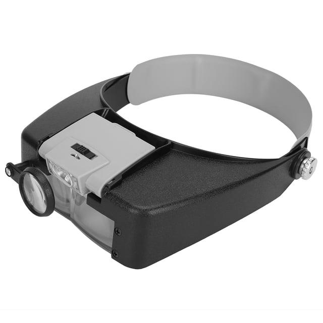 Head Mount Magnifier, Glasses Magnifier Sliding Switch Ergonomic Shape High Brightness for Repairing for Reading Red,Gray