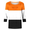 thumbnail image 4 of CEHVOM T-shirt Mode Imprimé pour Femmes Manches 3/4 Blouse Col Rond Hauts Décontractés Liquidation, 4 of 5