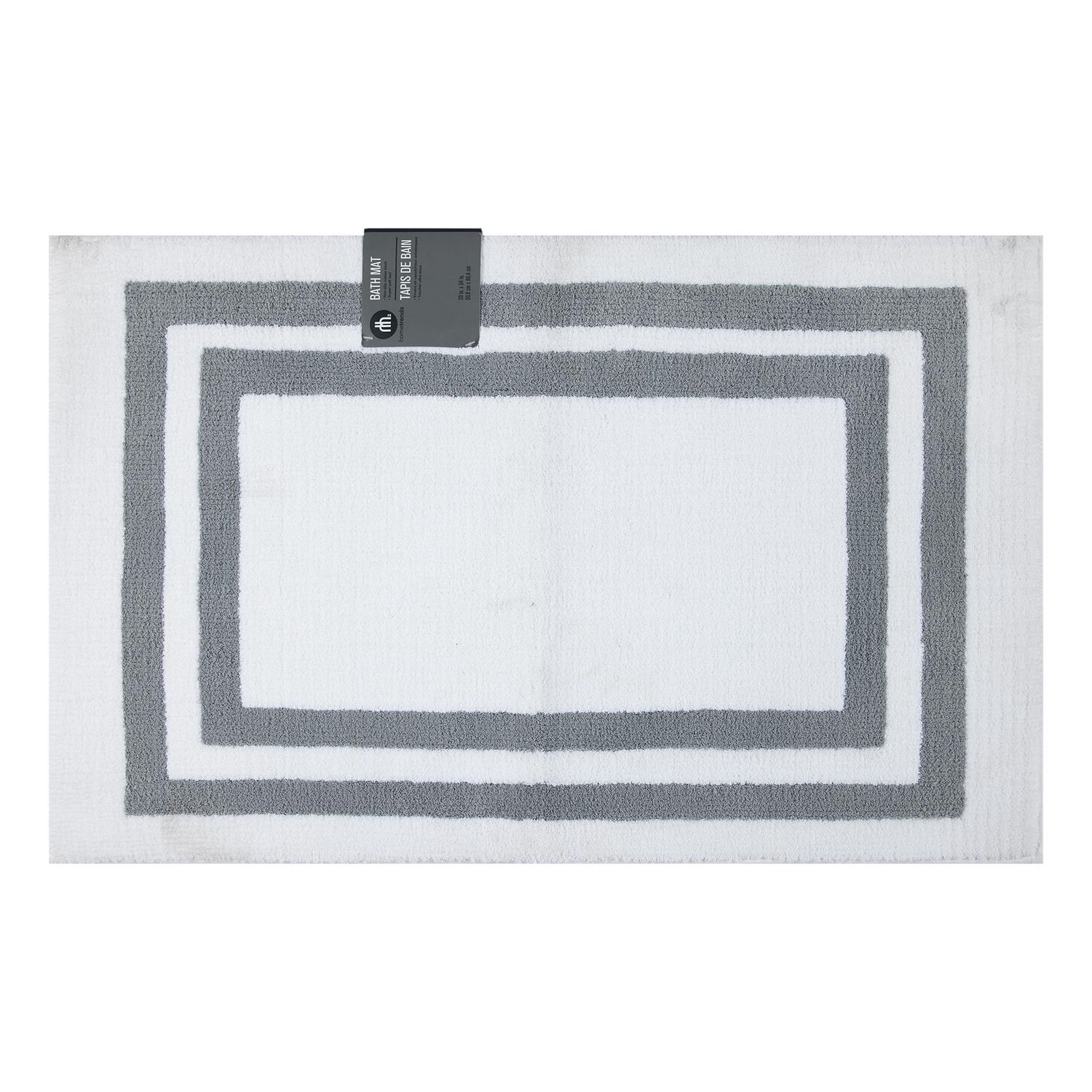 hometrends Grey and White Double Racetrack 2 Piece Bath Rug Set