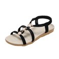 thumbnail image 1 of Kcodviy Ladies Suede Rhinestone Elastic Furry Sandals Women Band Open Toe Flat Comfort Sandals for Women Roman Sandals, 1 of 9