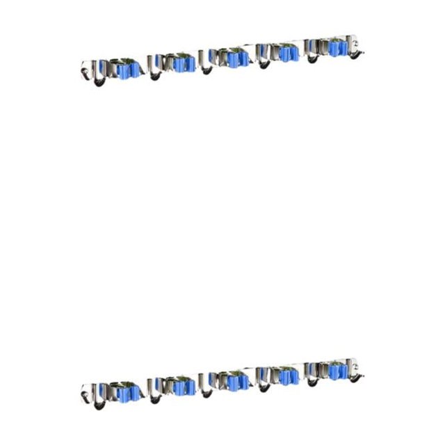 ZheElen Support Pratique pour Écouvillon en Acier Inoxydable - Fabrication Résistante à la Corrosion, Rapide, Robuste, Support Multifonction pour Écouvillon, Support pour Balai Bleu 5 Pinces et 6 Crochets Ensemble de 2