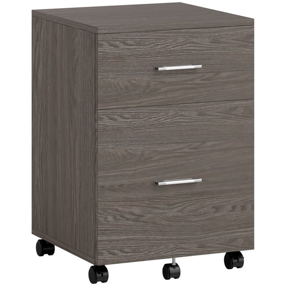 Vinsetto Mobile File Cabinet, 2-Drawer Filing Cabinet with Wheels, Grey