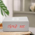 thumbnail image 2 of Réveil Numérique en Bois avec Fonction de Charge Sans Fil Luminosité Réglable LED Affiche 3 Alarmes Snooze Cadeau, 2 of 10
