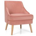 thumbnail image 1 of Costway Accent Chair Velvet Upholstered Single Sofa with Rubber Wood Legs Pink, 1 of 10