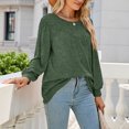 thumbnail image 2 of IROINID en Solde T-Shirt à Manches Longues en Polyester pour Femmes Confortable Été Col Rond Hauts Sexy Blouse Régulière Unie, Vert, 2 of 7