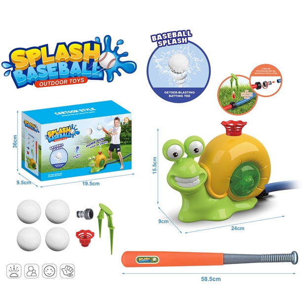 Arroseur d'Eau Baseball Jouets de Jeu Extérieurs pour Enfants, Jouets d'Extérieur 2 en 1 Escargot avec 2 Têtes d'Arrosage pour Garçons Filles