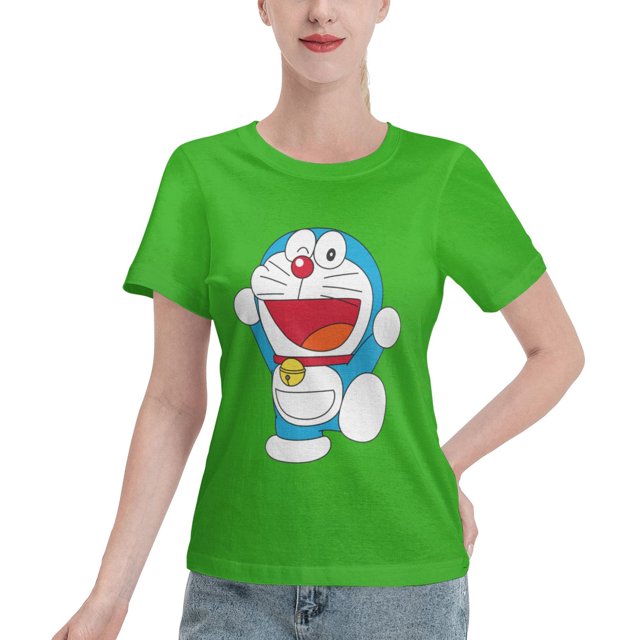 T-Shirt Basique à Manches Courtes pour Femmes Doraemon