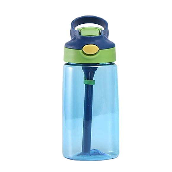 480ml Water Bottle with Straw Lid Handle, Leak-Proof Sports Water Bottle Easy One-Hand Use, Portable School Drinkware for Classroom Playground Outdoor Activities, Blue