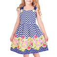 thumbnail image 1 of Robe Fille Bleue à Fleurs Ondulées Vintage 10 Ans, 1 of 7