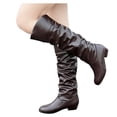 thumbnail image 3 of Babysbule Chaussures pour Femmes en Liquidation, Bottes Hautes à Enfiler pour Femmes à Talon Carré de Couleur Unie, Bottes Hauteur Genou à Bout Rond, 3 of 7