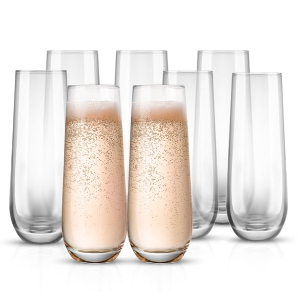 KooK Flûtes à Champagne, Verres à Champagne, Verres Mimosa, Flûtes à Champagne Sans Pied, Ensemble de 8, 9,4 Oz, Rose, Prosecco, pour Mariages et Fêtes, Va au Lave-Vaisselle