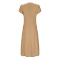 thumbnail image 3 of Ovzne Robes Grande Taille pour Femmes aux Formes Robe pour Femme Robe d'Été Aguichant pour Femmes Mode Couleur Unie Poche à Volants Manches Courtes Robe à Col Rond Robe Maxi Grande Taille Manches Courtes Liquidation, 3 of 6