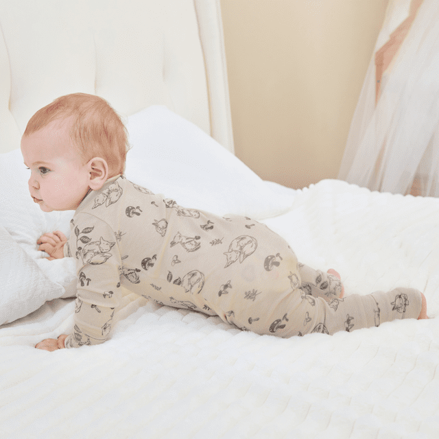 PatPat Baby Boy/Girl Plant Print Zip-up Snug-Fitting Wool Pajamas