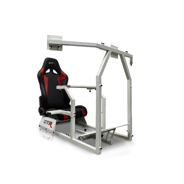 GTR Simulator Modèle GTAF Cockpit de Simulateur de Course Cadre Blanc avec Siège Noir/rouge