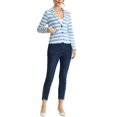 thumbnail image 2 of INSPIRE CHIC Blazer à Rayures pour Femme à Revers Cranté, Manches Longues, Boutonné, Bleu Pâle, m, 2 of 5