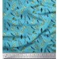 thumbnail image 1 of Soimoi Blue polyester Crepe Fabric Curry & Leaves Print Fabric by Yard 52 Inch Wide, 1 of 3