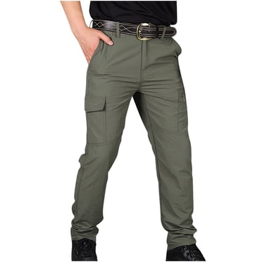 Lovzfmll Men's Work Pants, Quick-Dry Outdoor Trousers with Elastic Waist & Multi-Pockets, Waterproof Hiking Pants, Mountain Climbing Utility Relaxed Fit