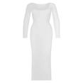 thumbnail image 4 of Robe Longue Moulante pour Femmes, Couleur Unie, Encolure Carrée, Longue Robe Taille Haute, Élégante, Soirée, Fête, Formelle, Ajustée, 4 of 5