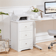 thumbnail image 3 of FullFurnique Modern Wooden End Table with Three Drawers, White, 3 of 8