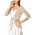 thumbnail image 4 of Allegra K Juniors Tie Open Front Long Sleeve Knit Metallic Ruffled Crop Cardigan, 4 of 6