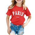thumbnail image 1 of PMVFHDE Hauts Fille T-Shirts d'Été pour Fille 2025 T-Shirts Filles Hauts Graphiques pour Fille T-Shirts d'Été Tendance pour Fille Coupe Ample Garçon et Fille Imprimé Col Rond T-Shirt à Manches Courtes Ample Rouge, 5-6 Ans, 1 of 4