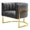 thumbnail image 1 of TOV Furniture Magnolia 16.5" Chaise d'Appoint en Velours Gris/or, 1 of 6