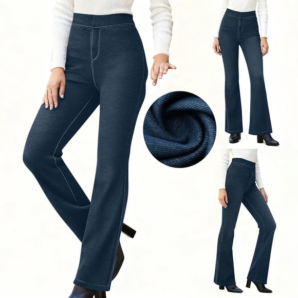Business Casual Pants for Women Elastic Waistband Tummy Control Bootcut Pants Stretchy Slim Fit Dress Pants Black Pant,Size S-3XL