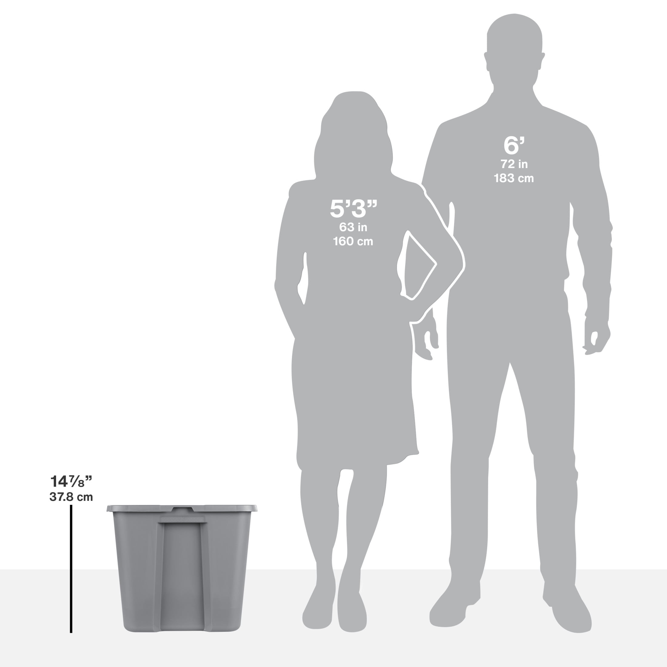Sterilite 68 Liter, Tote  Plastic Storage Bin, Snap-on Lid with Sure-Grip Handles, Stackable, Gray - 8PK
