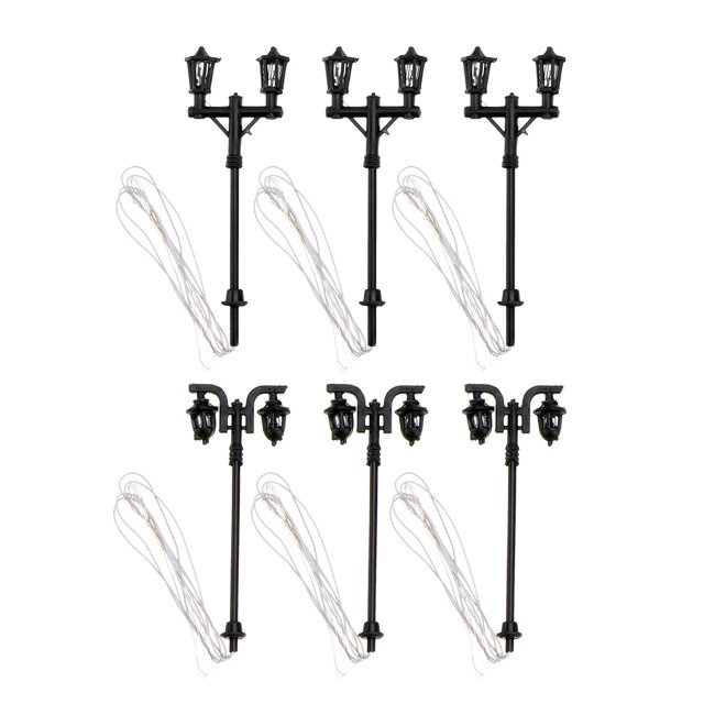 Mini Modèle de Réverbère pour Décoration avec Matériau Plastique Durable Couleur Noire 6 Pcs