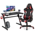thumbnail image 1 of Goplus Z-Shaped Racing Style Desk &  Massage Gaming Chair Set for Home Office, 1 of 9