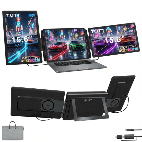 TUTT 15.6 Laptop Screen Extender | Portable Monitor For Laptop with H5 Converter Cable S9