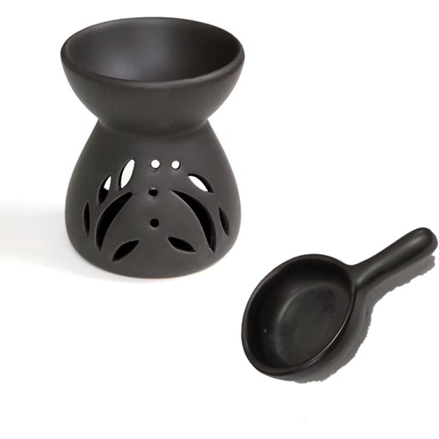 Beetoo Ceramic Aroma Diffuser, Black, Candle Light Source, Essential Oil Burner for Home Decor