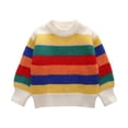 thumbnail image 1 of MIASHUI Chandail Ras du Cou pour Garçons et Filles Tout-Petits Mignon Rayé Arc-en-Ciel, Blanc, 4-5 Ans, 1 of 5