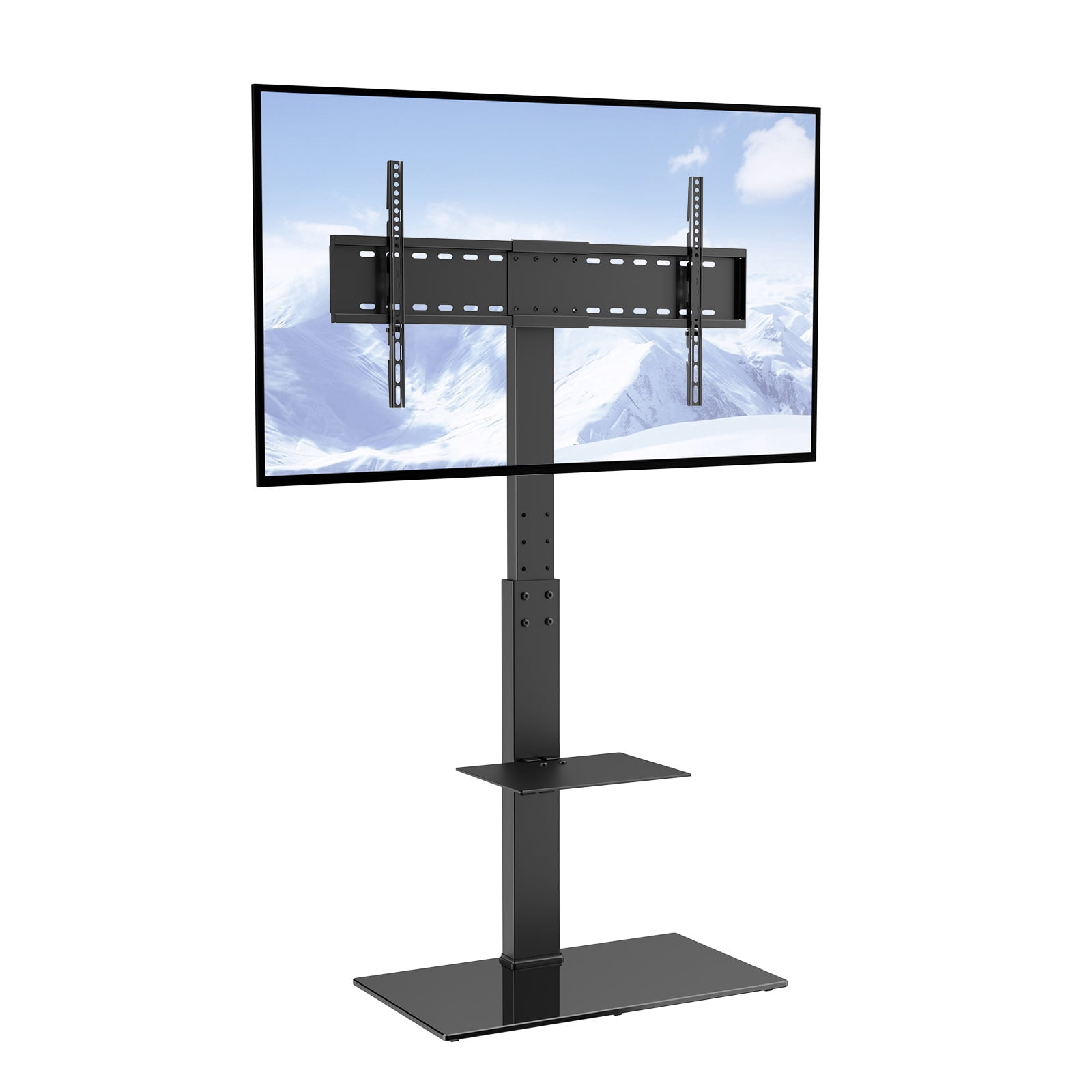 VEVOR TV Stand Mount, Swivel Tall TV Stand for 32 to 85 inch TVs, Height Adjustable Portable Floor TV Stand with Tempered Glass Base for Bedroom, Living Room